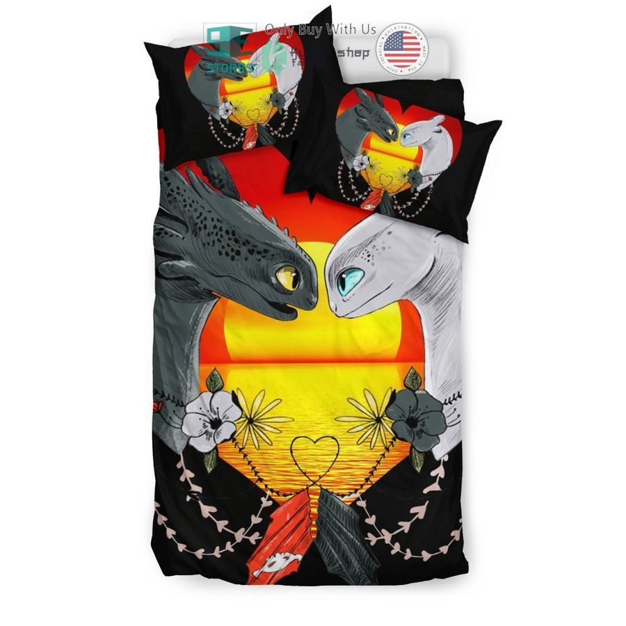 toothless light fury love bedding set 2 43032