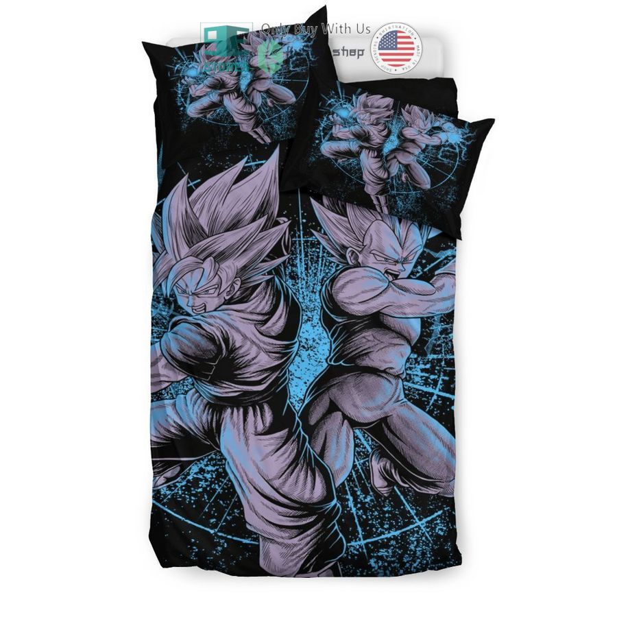 vegeta goku blue black bedding set 2 9671