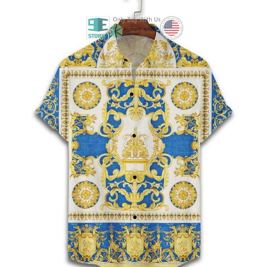 versace blue white hawaii shirt shorts 2 7185