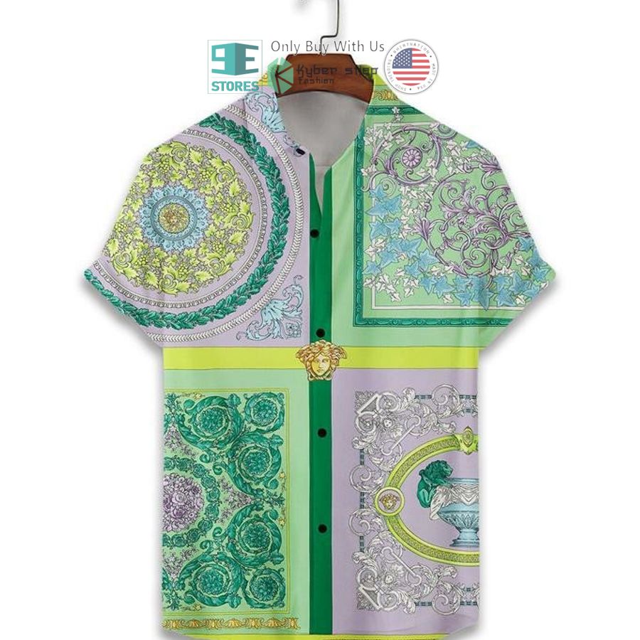 versace green purple hawaii shirt shorts 2 7648