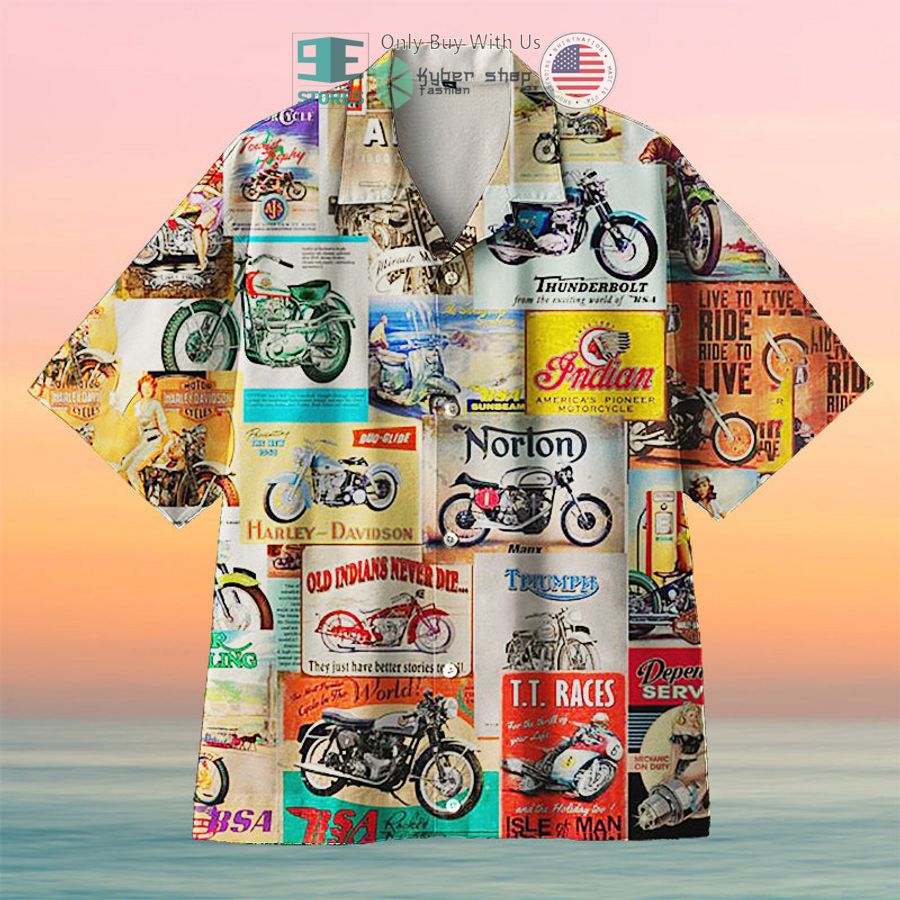 amazing vintage retro motorcycle wall logo hawaiian shirt 1 34532