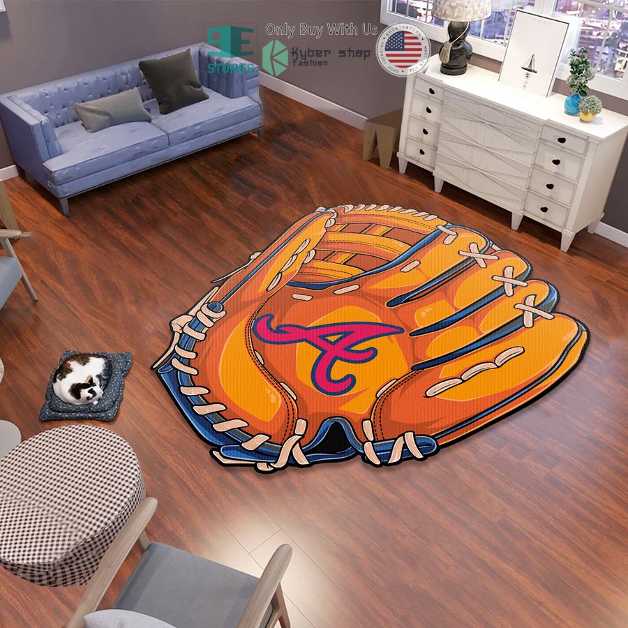 atlanta braves baseball glove orange shaped rug 1 64838