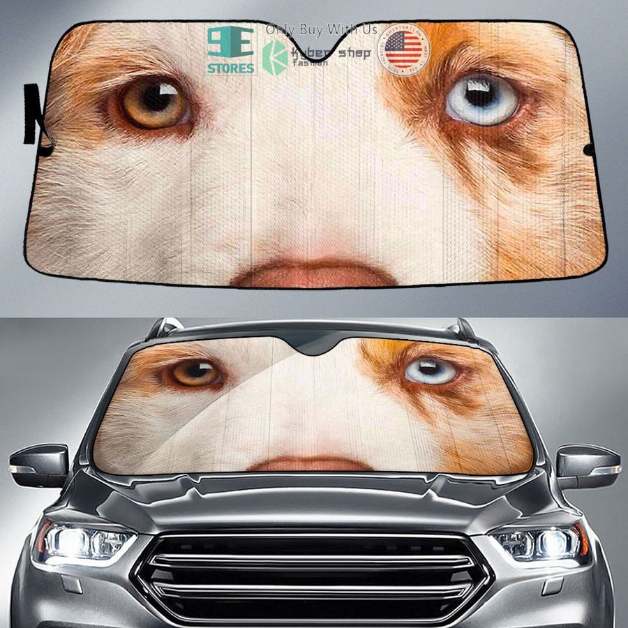 australian shepherd dog eyes car sun shade 1 36992