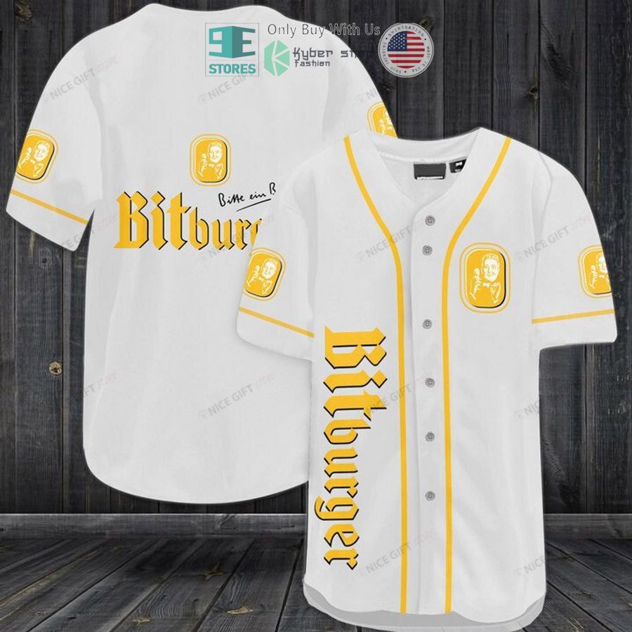 bitburger logo whtie baseball jersey 1 15412