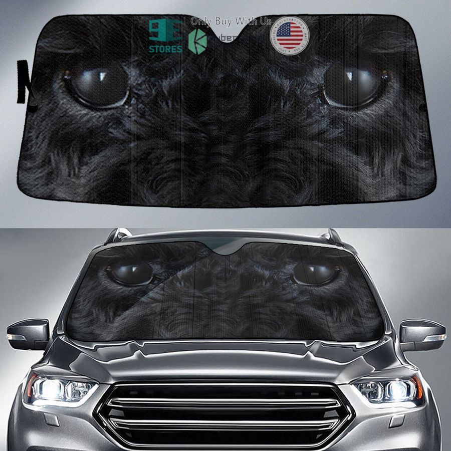 black poodle eyes car sun shade 1 22358