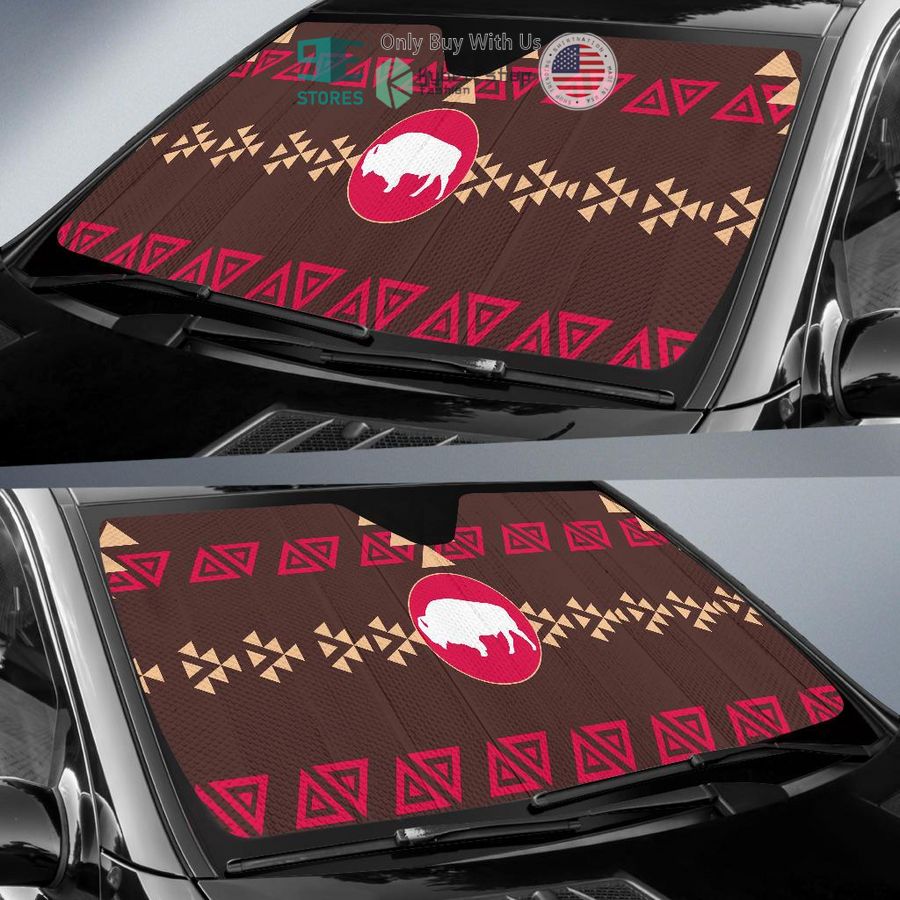 brown bison native american design car sunshades 2 79584