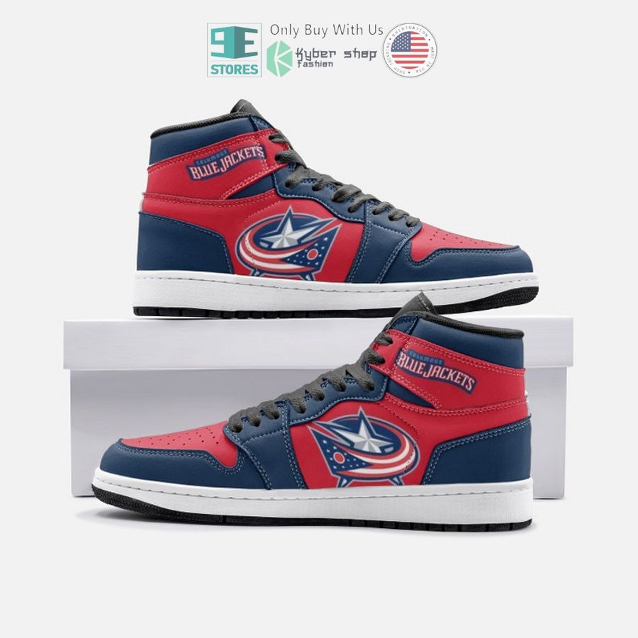 columbus blue jackets logo air jordan high top shoes 1 87932