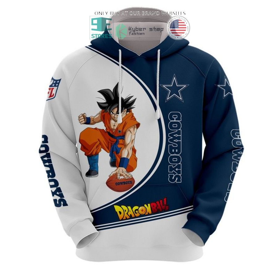 dragon ball son goku dallas cowboys white blue 3d shirt hoodie 2 34832