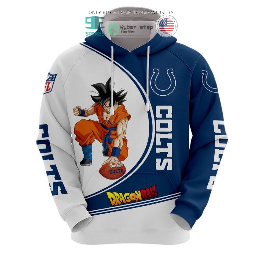 dragon ball son goku indianapolis colts white blue 3d shirt hoodie 2 30682