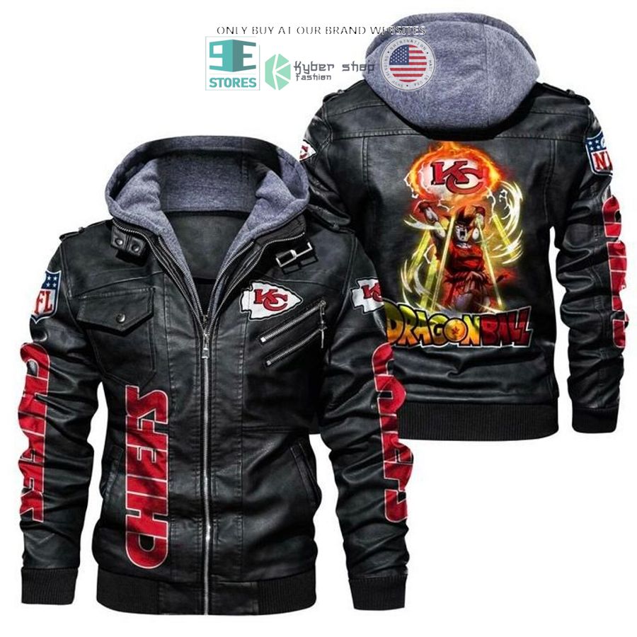 dragon ball son goku kansas city chiefs leather jacket 1 3454