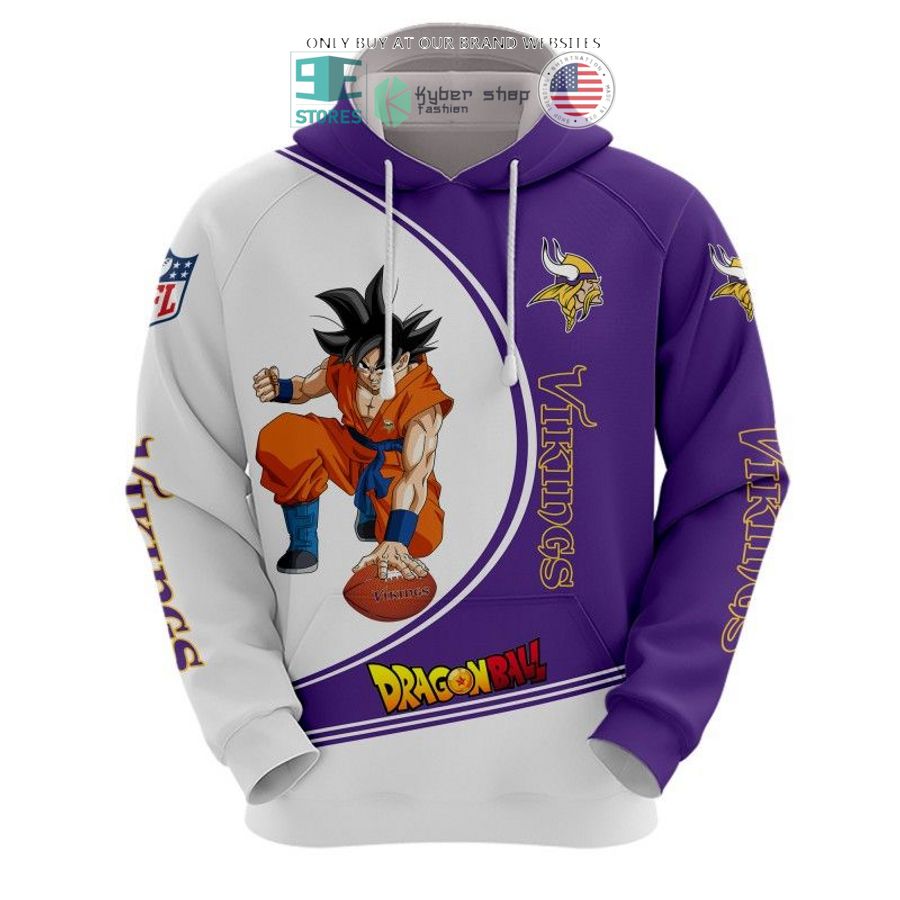 dragon ball son goku minnesota vikings white violet 3d shirt hoodie 2 72872