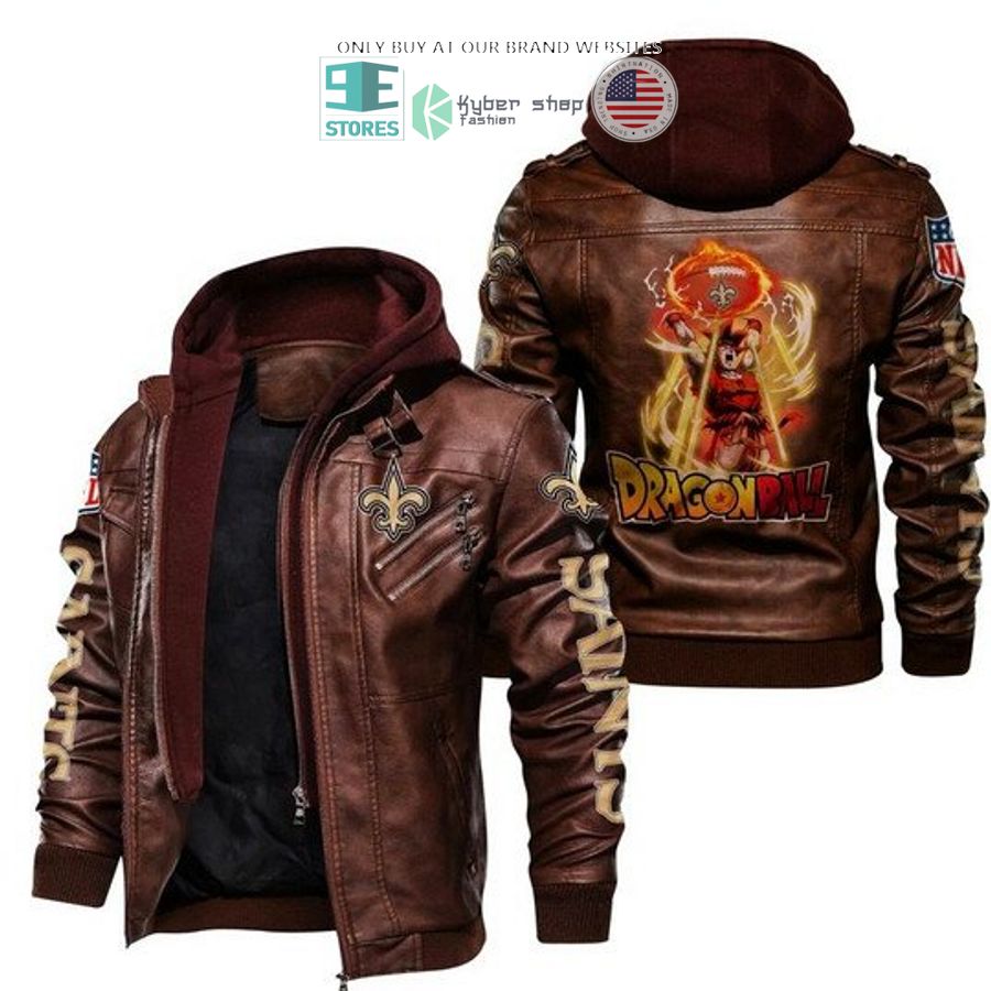 dragon ball son goku new orleans saints leather jacket 2 74131