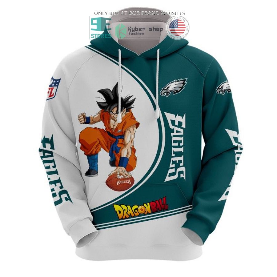 dragon ball son goku philadelphia eagles white dark green 3d shirt hoodie 2 46661