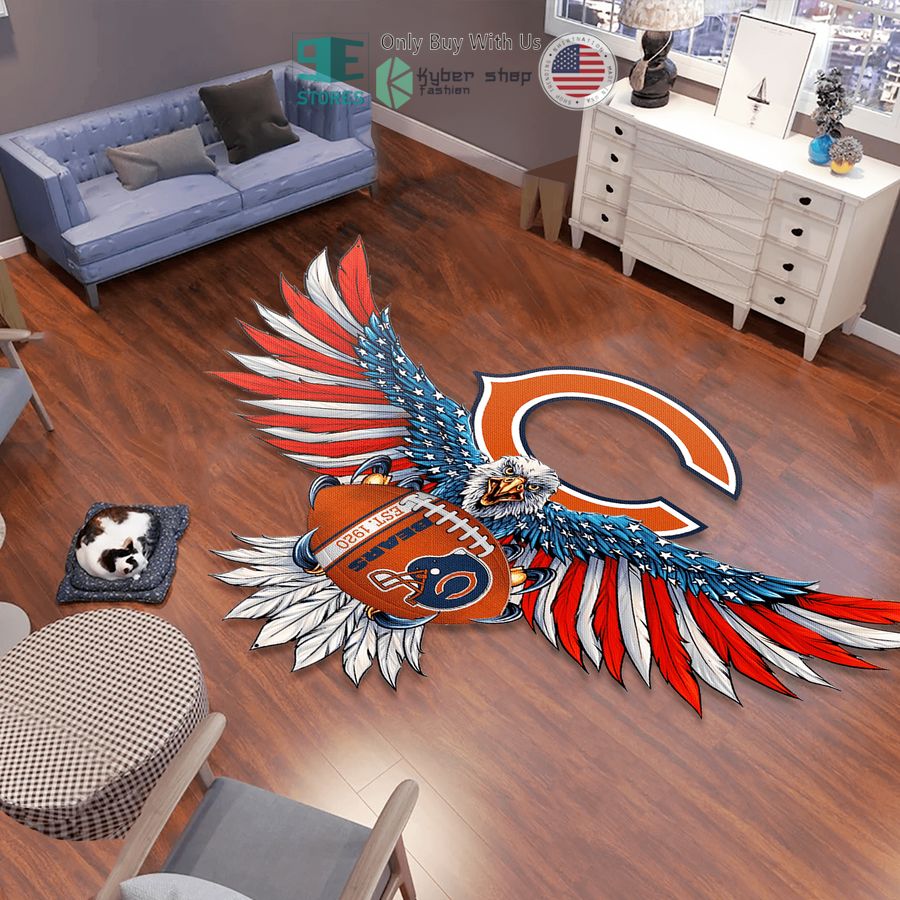 eagle united states flag chicago bears shaped rug 1 68867