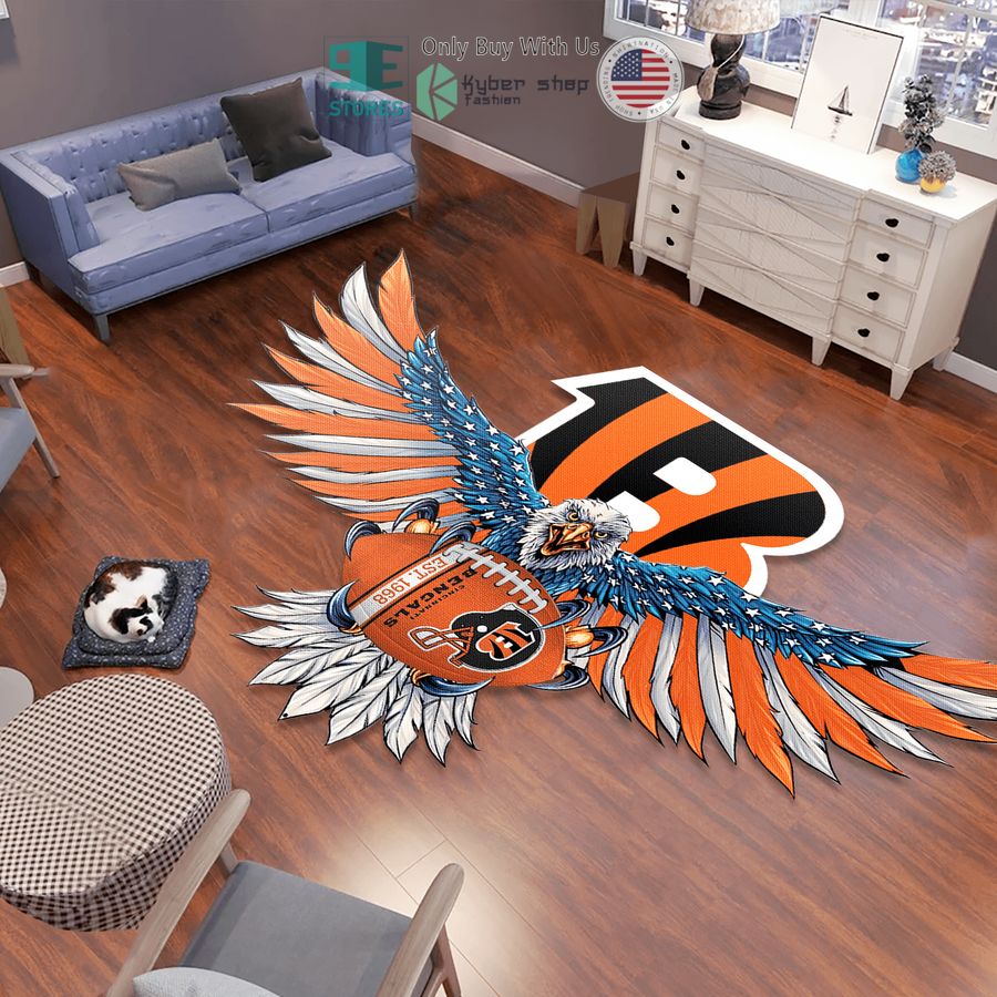 eagle united states flag cincinnati bengals shaped rug 1 71028