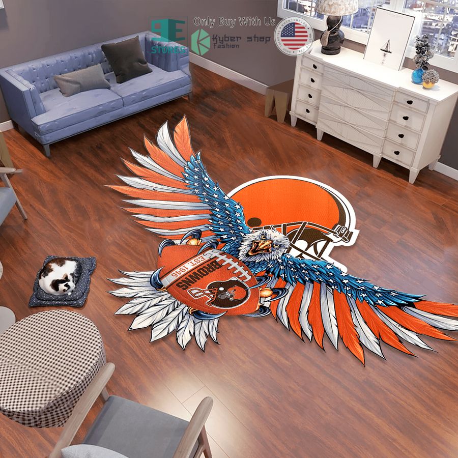 eagle united states flag cleveland browns shaped rug 1 26124