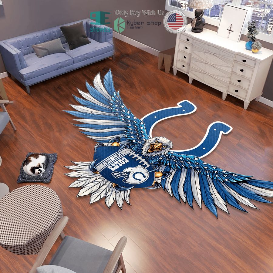 eagle united states flag indianapolis colts shaped rug 1 33352