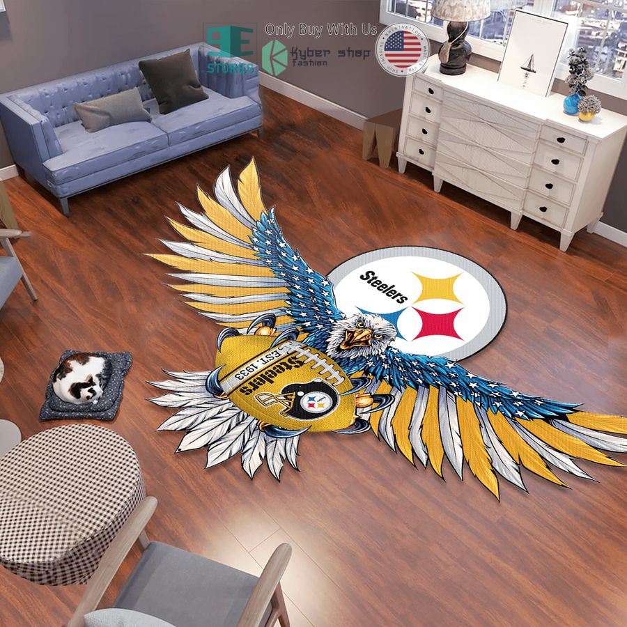 eagle united states flag pittsburgh steelers shaped rug 1 27533