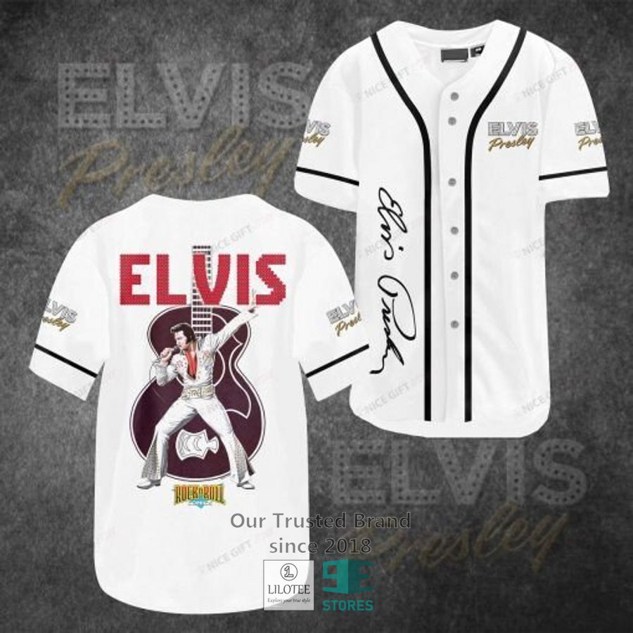 elvis presley rock n roll white baseball jersey 1 29380