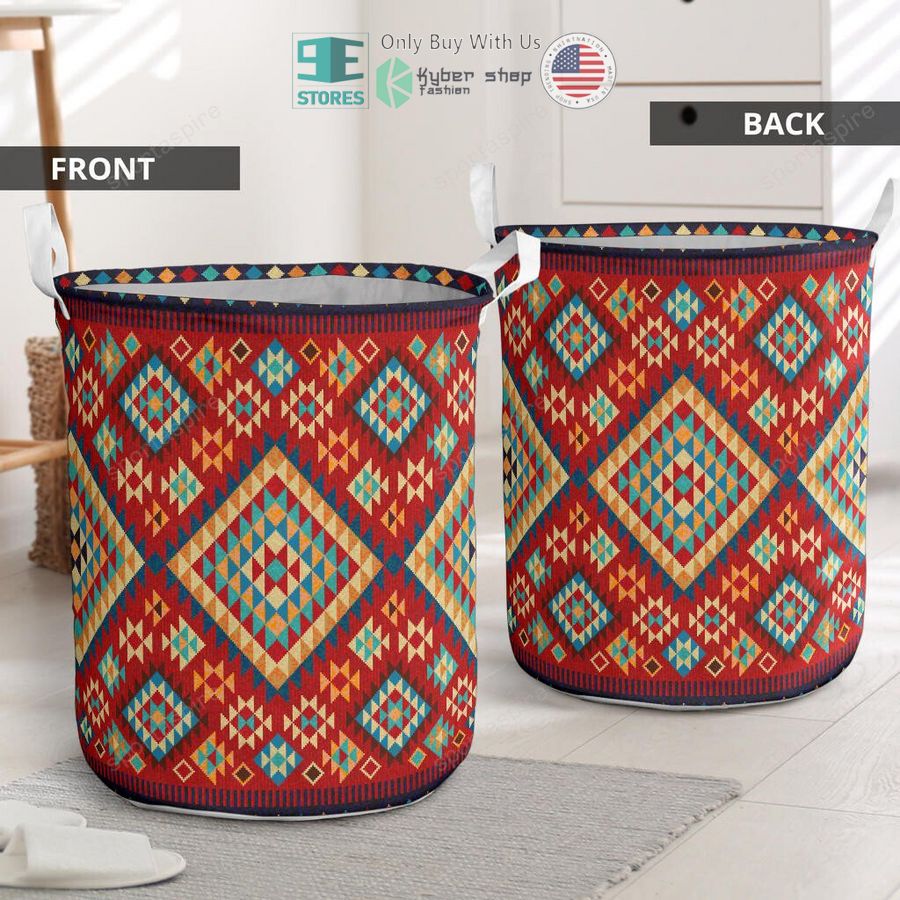 geometric red green pattern laundry basket 2 39672