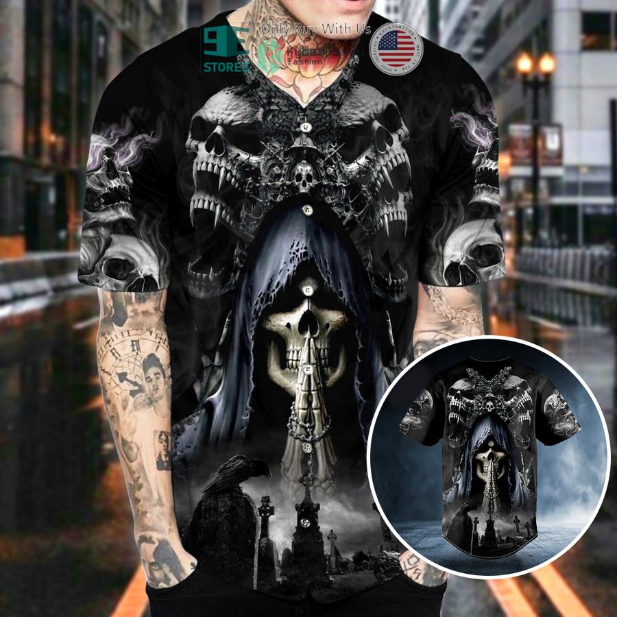 ghost butterfly prayer skull baseball jersey 2 17153