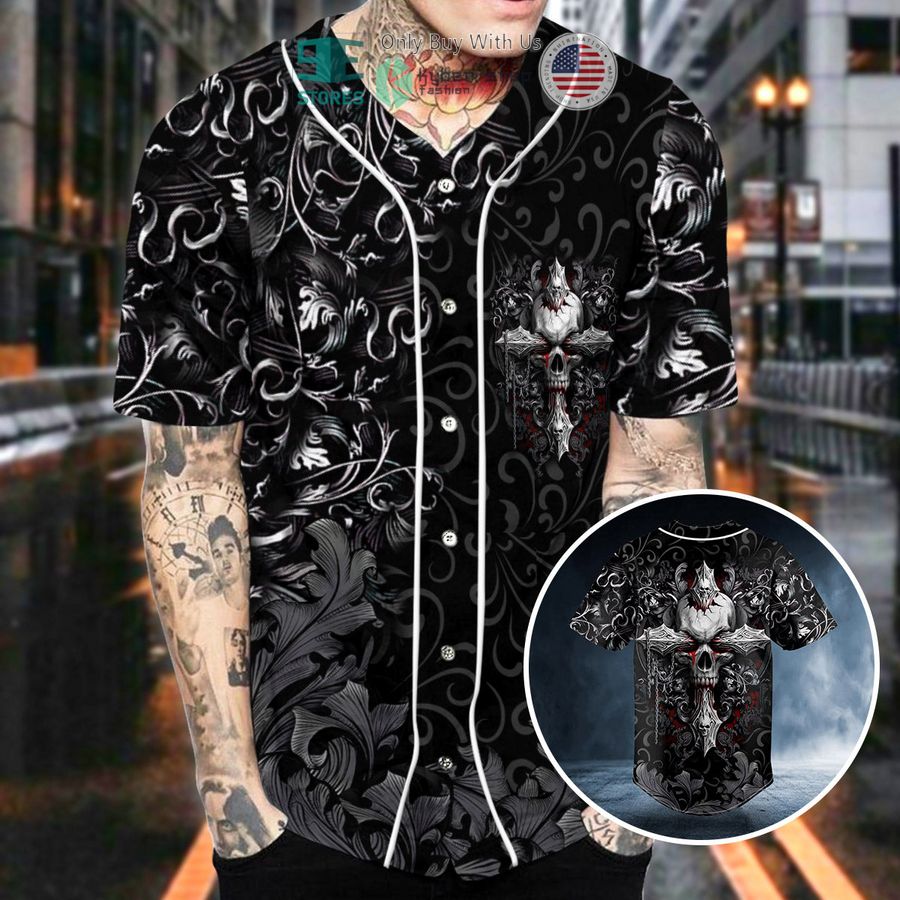 ghost cross skull baseball jersey 2 82654