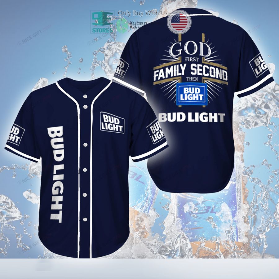 god first family second then bud light blue baseball jersey 1 32183