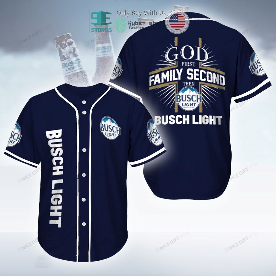 god first family second then busch light blue baseball jersey 1 11941