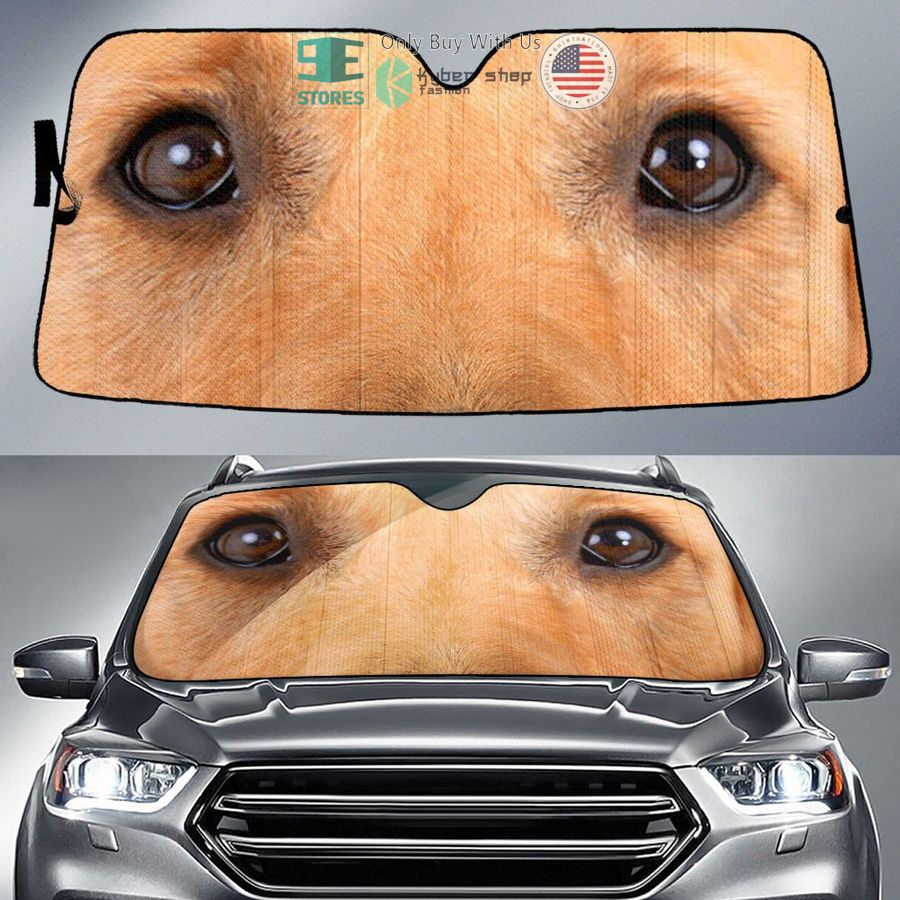 golden retriever dog eyes car sun shade 1 85172