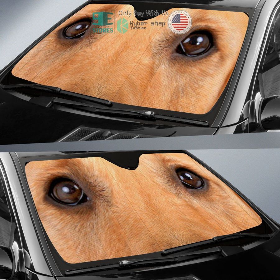 golden retriever dog eyes car sun shade 2 60229