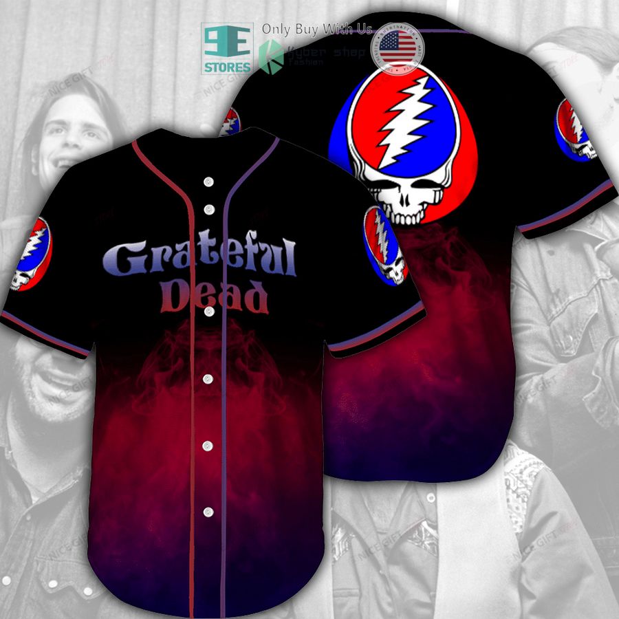 grateful dead fire black baseball jersey 1 66769