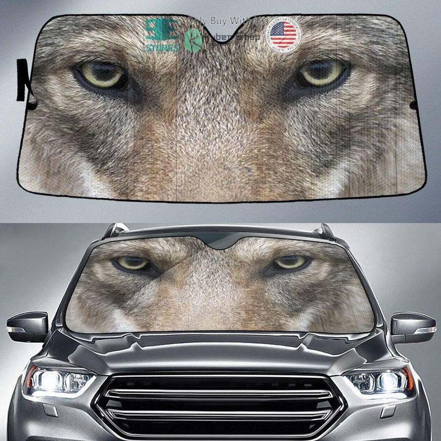 gray wolf eyes car sun shade 1 75162