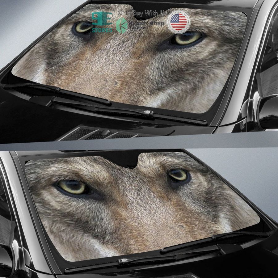 gray wolf eyes car sun shade 2 71461