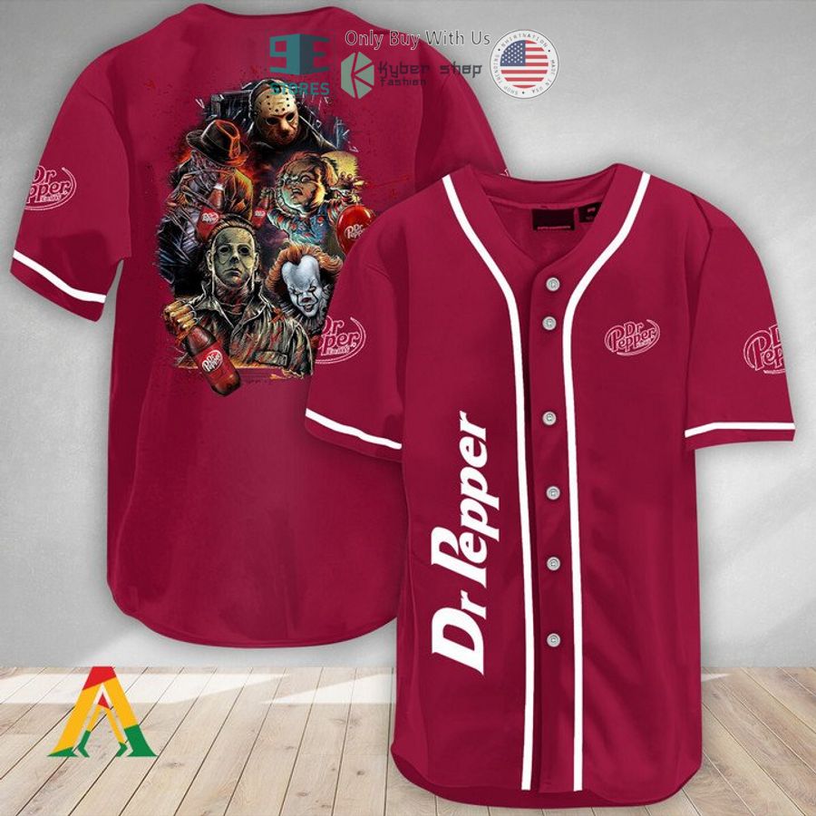 halloween horror characters dr pepper baseball jersey 1 4365