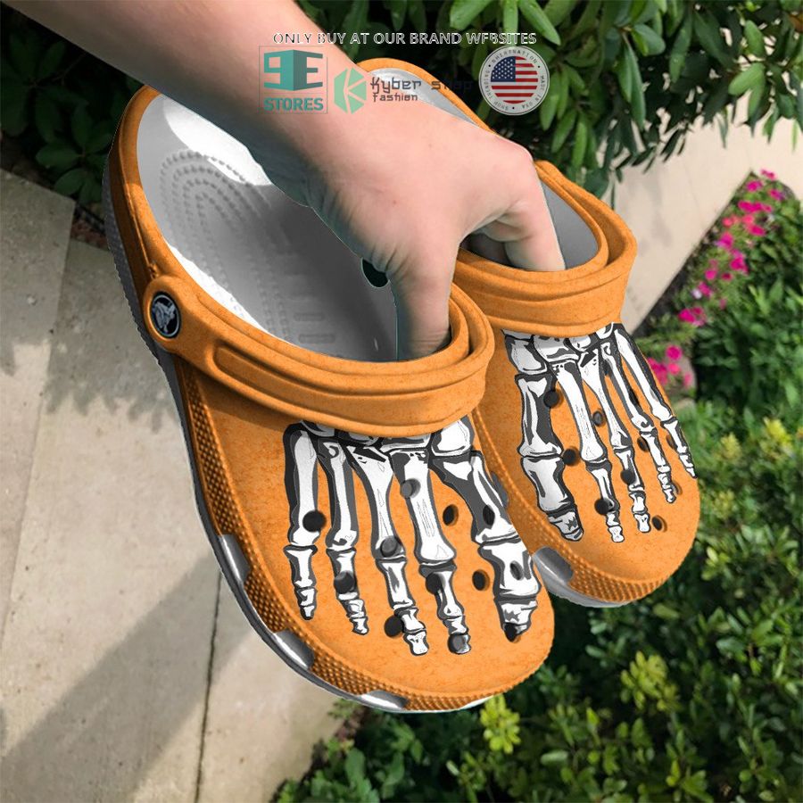 halloween skull skeleton foot orange crocs crocband shoes 2 95345