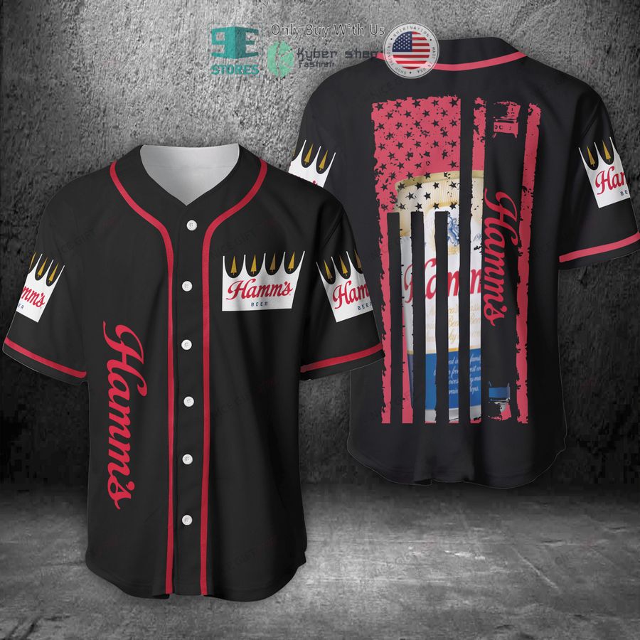 hamms beer united states flag black baseball jersey 1 53768