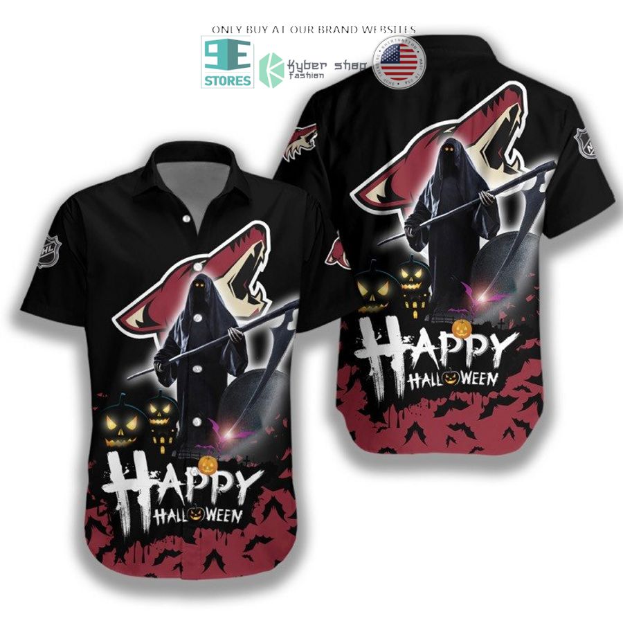 happy halloween grim reaper arizona coyotes hawaiian shirt 1 17422