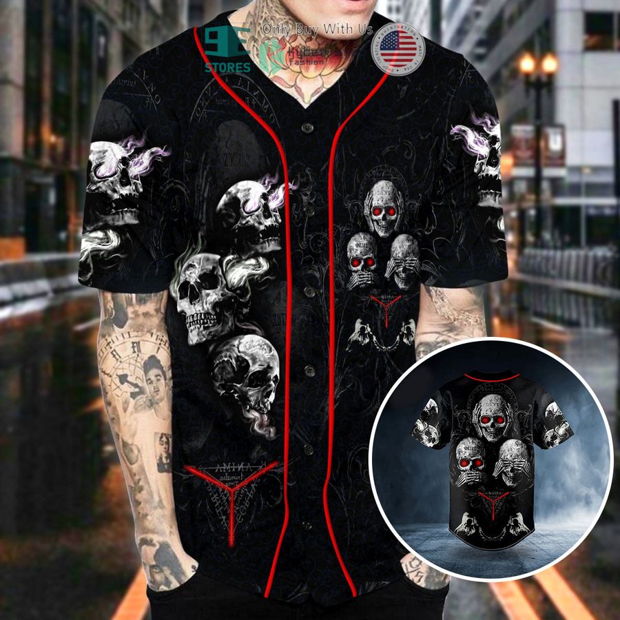 hear see speak no evil skull baseball jersey 2 31658