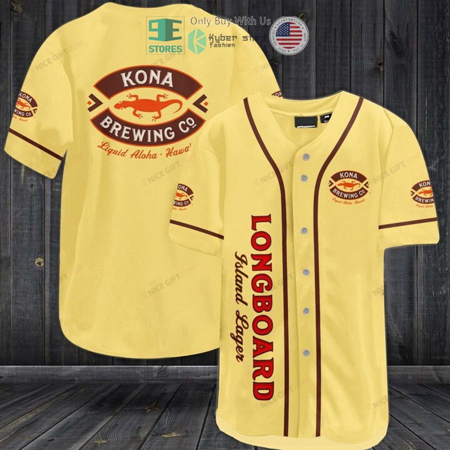 kona brewing logo light yellow baseball jersey 1 18710