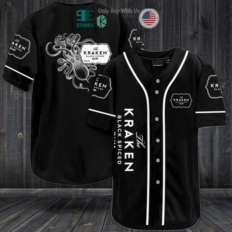 kraken black spiced rum logo black baseball jersey 1 76471