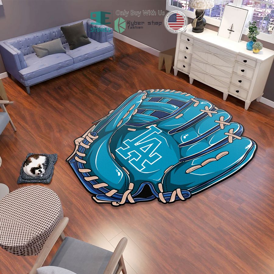 los angeles dodgers baseball glove blue shaped rug 1 38762