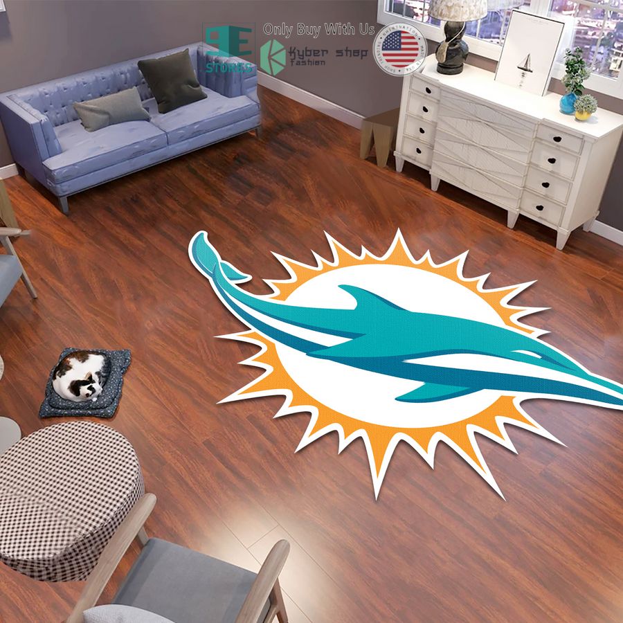 miami dolphins logo shaped rug 1 82381