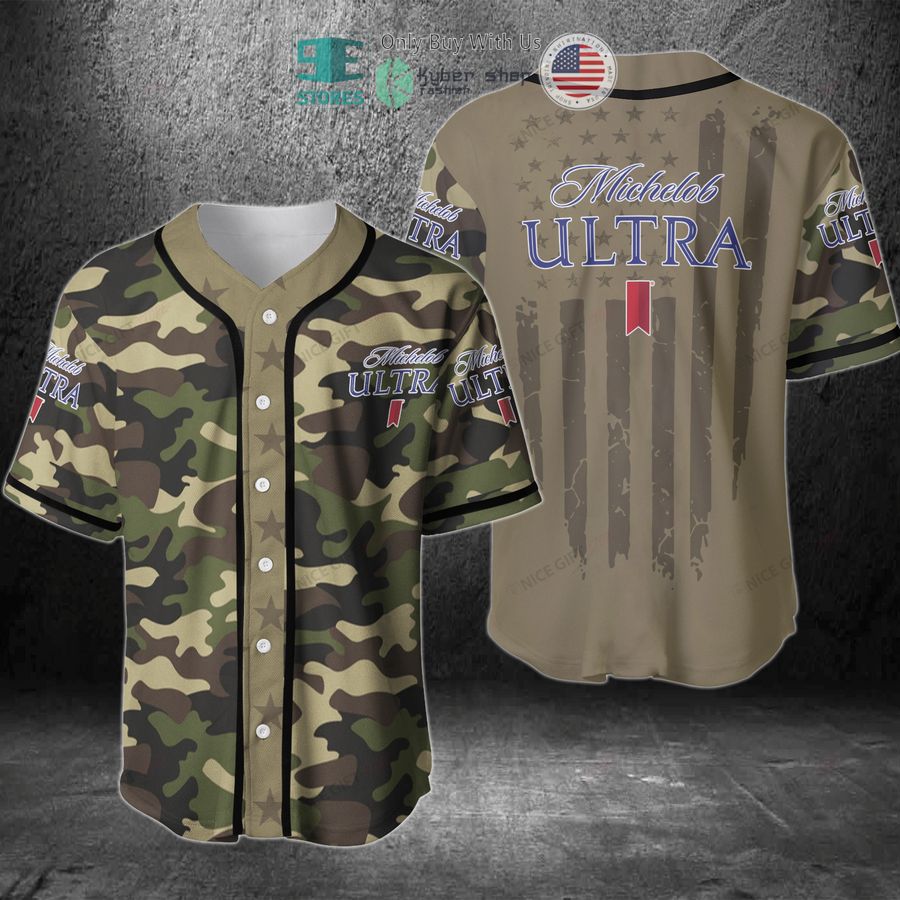 michelob ultra united states flag green camo baseball jersey 1 17767