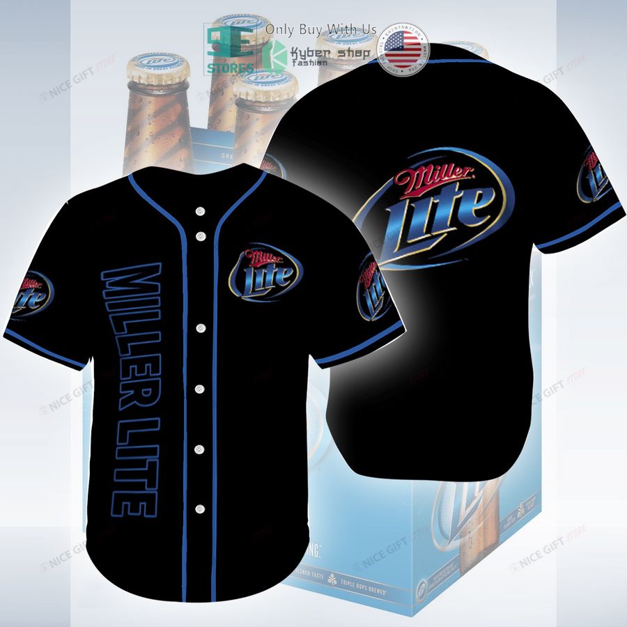 miller lite black blue baseball jersey 1 80200