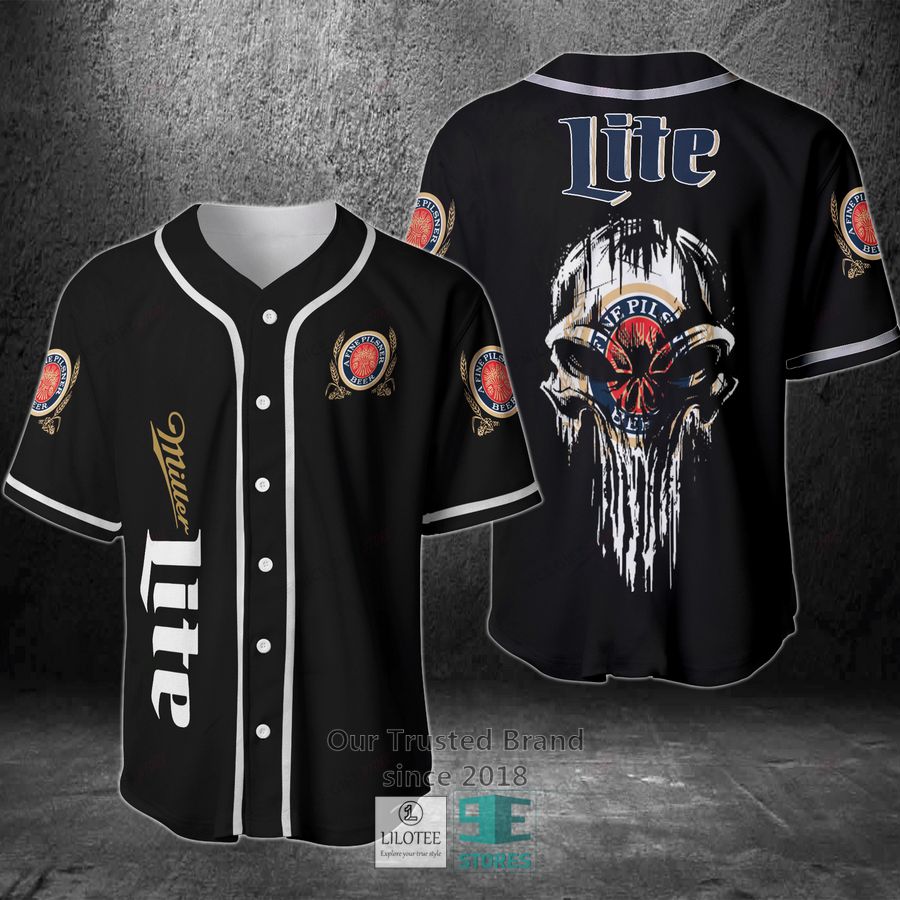 miller lite punisher skull baseball jersey 1 49095