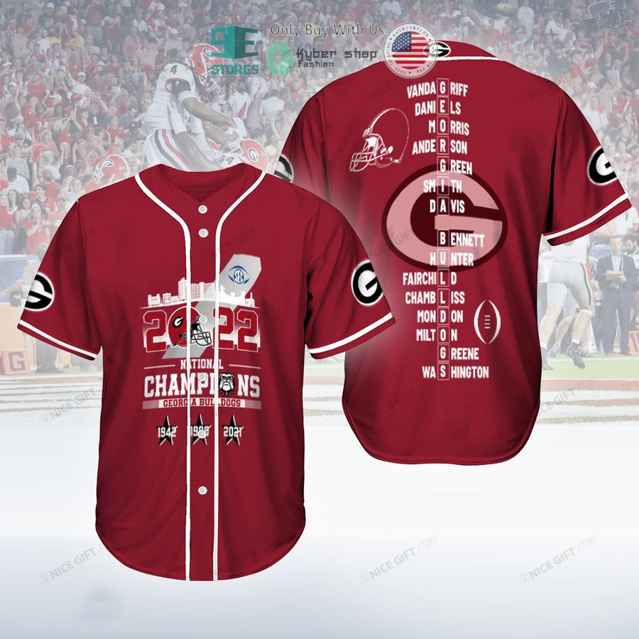 ncaa georgia bulldogs 2022 national champions red baseball jersey 1 62858