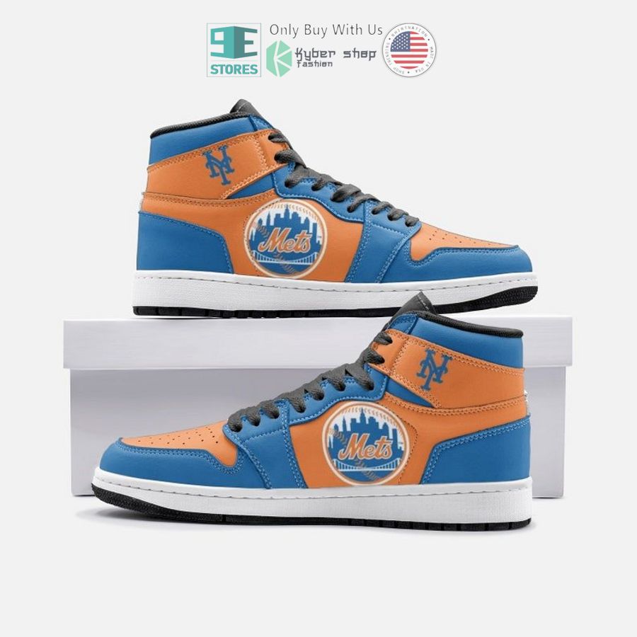 new york mets logo air jordan high top shoes 1 95153