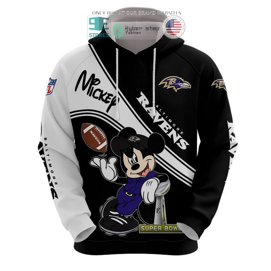 nfl baltimore ravens mickey mouse black white shirt hoodie 1 61734