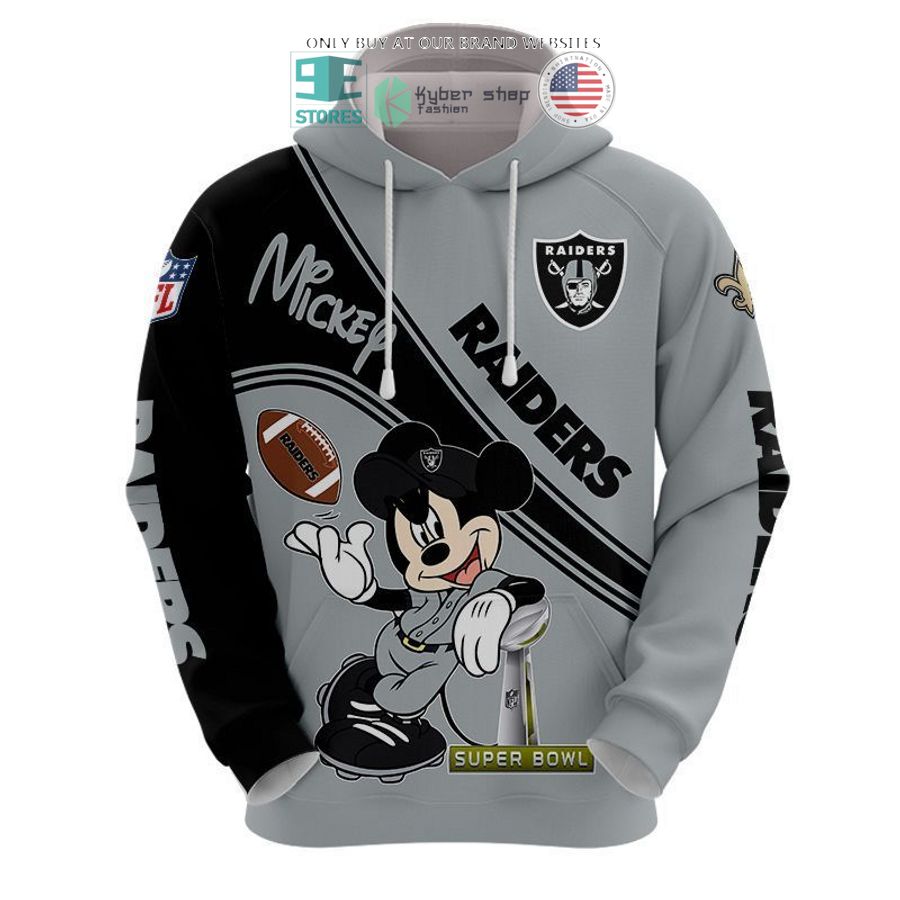 nfl oakland raiders mickey mouse grey black shirt hoodie 1 33231