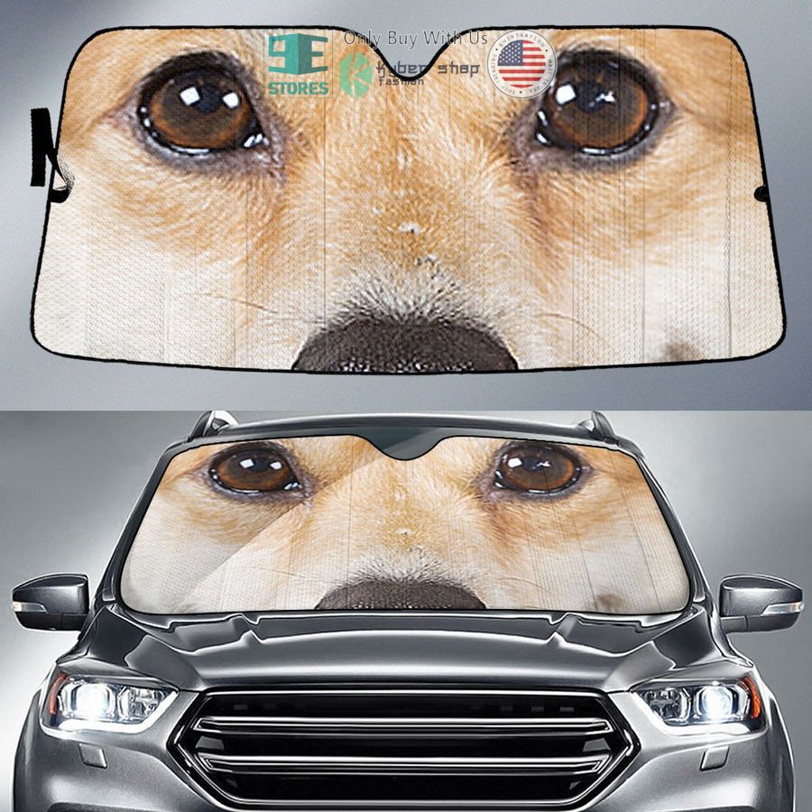 pembroke welsh corgi eyes car sun shade 1 22658